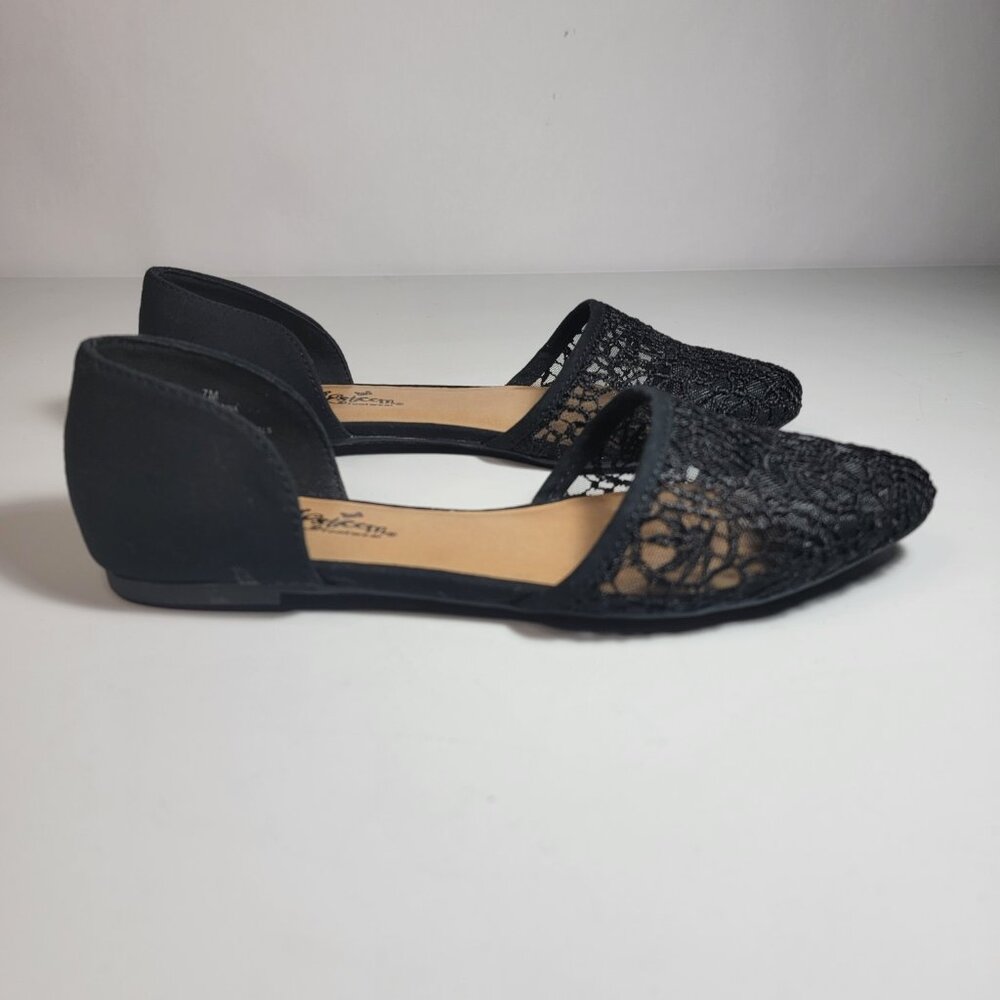 Self Esteem Footwear Women's Black Lace Flats Size 7 - Picture 6 of 12